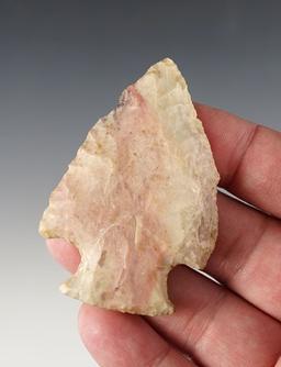 2 5/8" Hopewell made from attractive pink and cream Flint. Found in Muskingum Co., Ohio.