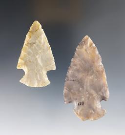 Pair of well made Ohio Hopewell points. Both are made from Flint Ridge Flint.