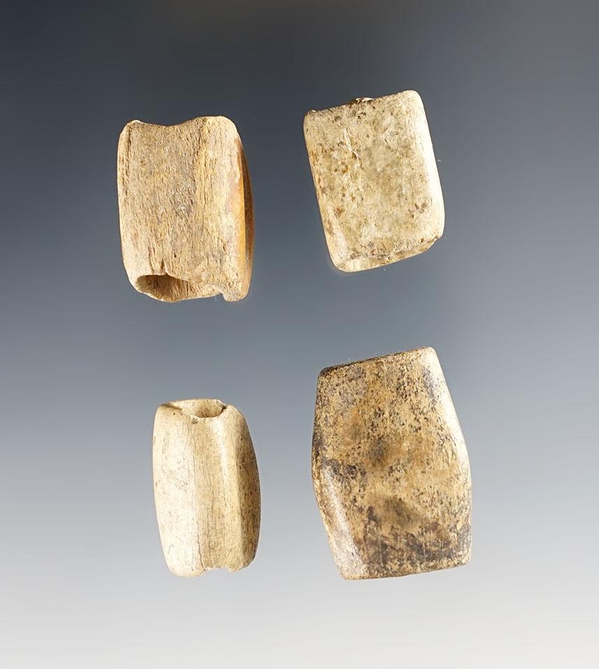 Set of 4 Bone Beads found at Glovers Cave, Christian Co., Kentucky. Ex. Raymond Vietzen.