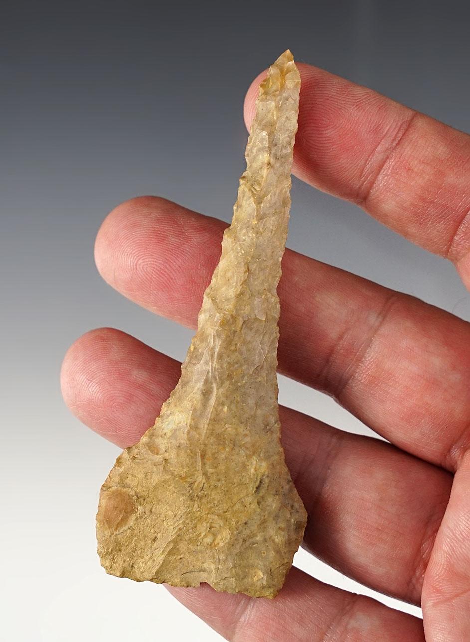 Exceptional 3 9/16" Drill found near Laughery Creek in Ohio Co., Indiana on 8/11/1982.