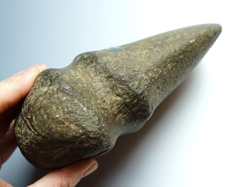 6 1/2" long Full Grooved Axe that is made from well patinated Hardstone.