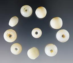 Set of 10 Opal Wire Wound Beads - Townley Reed Site, Geneva, New York. Circa 1710-1745.
