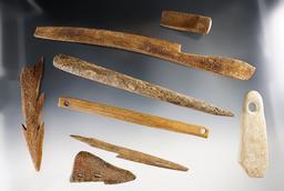 Set of assorted Inuit Tools found in Alaska. The largest is 9 3/4".