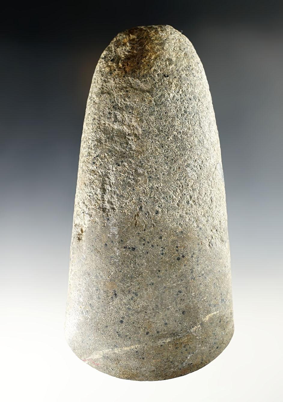 6 3/8" Hardstone Celt that is well made with heavy polish to the lower 1/2 of the piece.