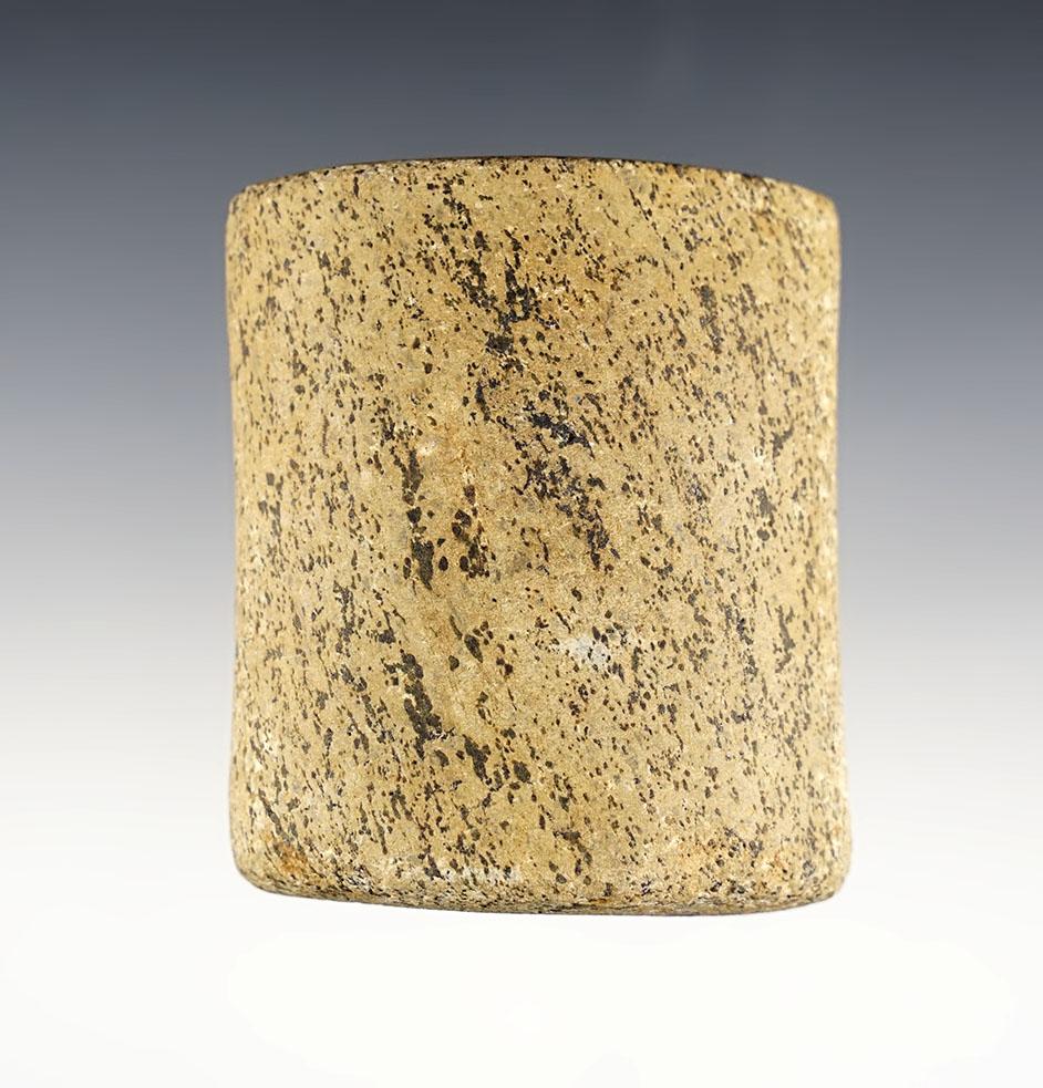 Well patinated 2 11/16" partially drilled Bannerstone - Speckled Granite. Kentucky. Ex. Hothem.