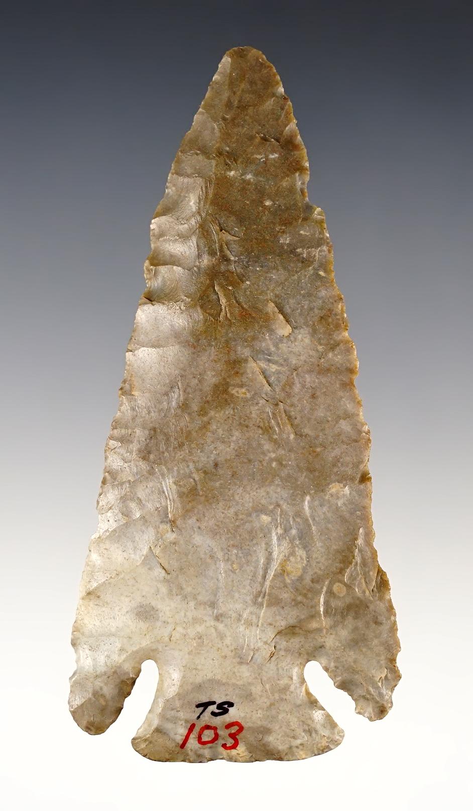 3 3/4" Lost Lake made from Ft. Payne Chert. Found in Central Kentucky. Dickey COA.