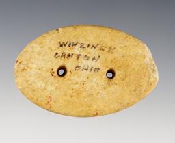 2 5/8" Quartz Gorget found in Canton, Ohio. Ex. Wes Adkinson collection.