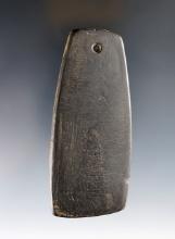 3 3/4" Trapezoidal Pendant made from Cannel Coal. Found in Ohio, Ex. William Tiell Collection.