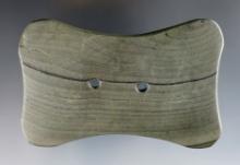 3 7/8" Adena Quadra-Concave Gorget made from Banded Slate. Found in Portage Co., Ohio.