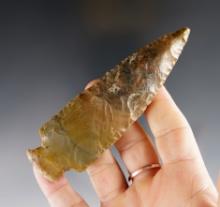 4 3/8" Stemmed Knife found in Allen Co., Indiana. Made from highly colorful flint.