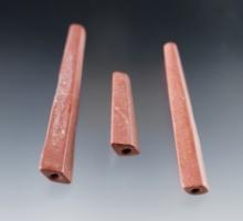 Set of 3 Prismoidal Beads recovered at the Townley Reed Site, Geneva, New York.