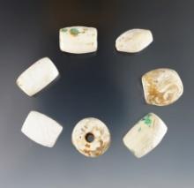 Set of 7 large Shell Beads recovered at the Townley Reed Site, Geneva, New York.
