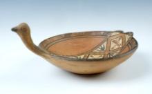 5 1/2" long Beautifully painted Avian Effigy Inca Bowl recovered in S. America.