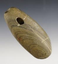 3 3/4" Tube Bannerstone that is uniquely drilled. Found in Perry Co., Ohio.