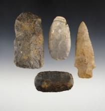 Set of 3 tools and 1 point found in Limestone Co., Alabama. Ex. Don Fleming.