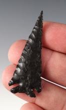 Fine and thin 2 3/16" Elko Series (Eared Variety) that is well made from Obsidian. COA.