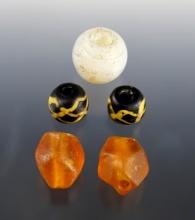 Set of 5 rare Beads found at the White Springs Site, Geneva, New York.