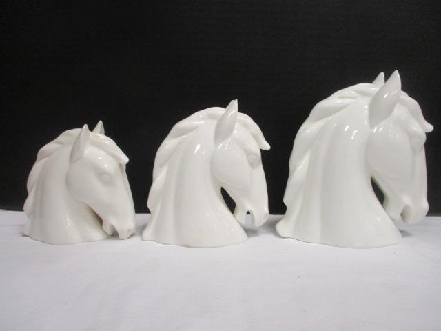 Embassy Fine China 3 Piece Porcelain Horse Bust Figures