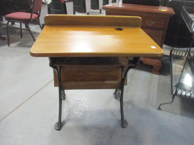 Vintage Cast Iron Base Student Desk