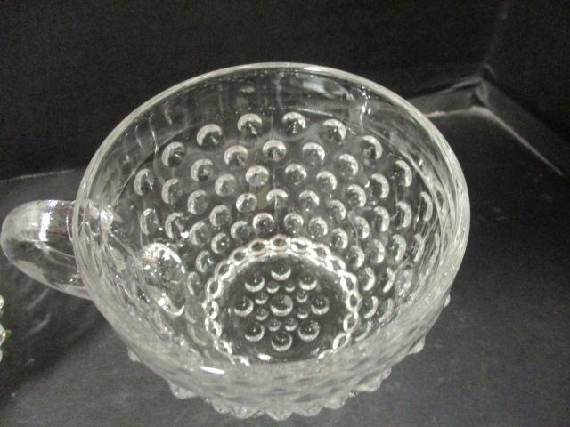 11 Clear Hobnail Punch Cups