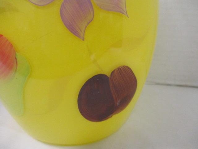 Handpainted Yellow Glass Cookie Jar