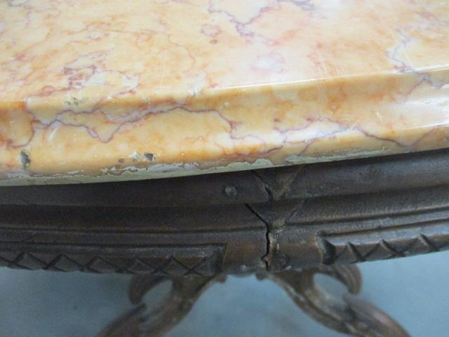 Antique Victorian Eastlake Oval Side Table w/ Marble Top