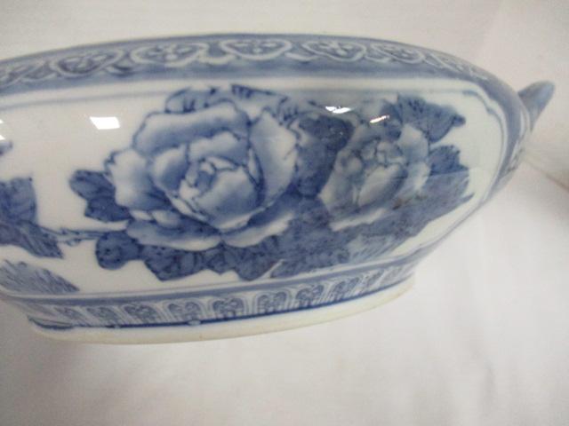 Decorative Blue/White Porcelain Covered Dish