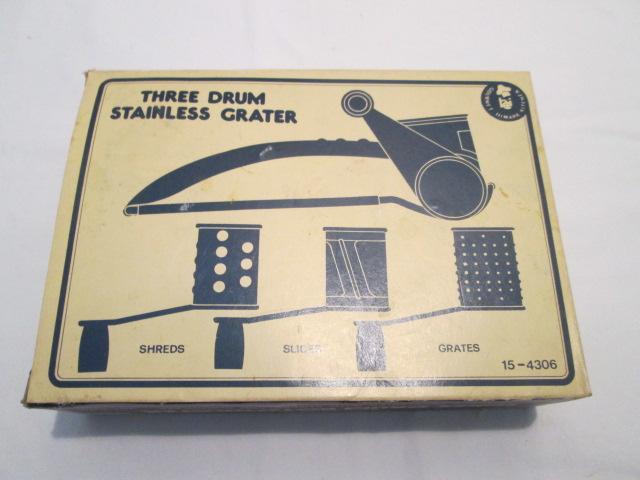 Vintage Party Snack Cutter and Drum Grater with Boxes