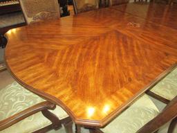 Stanley Dining Table with Two Leaves and Eight Chairs