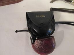 Antique Pipes with Pipe Stand and Cleaning Supplies