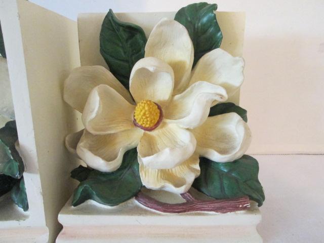 Pair of Magnolia Blossom Bookends