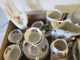 Collection of Vintage Moss Rose Pattern Porcelain Items