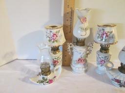 Five Miniature Porcelain Oil Lamps