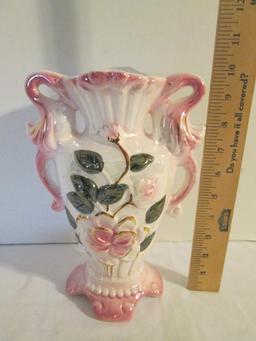 Four Luster Rose Pattern Vases