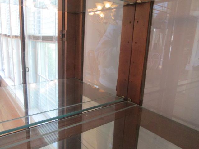 Locking Illuminated Beveled Glass Door Curio Display Cabinet