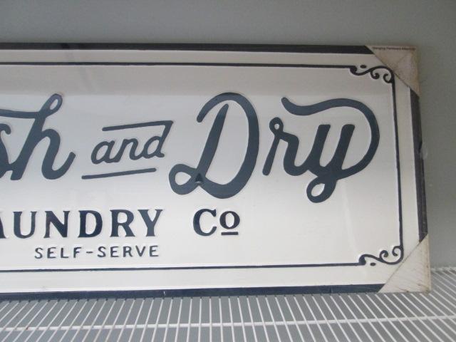 New Old Stock "Wash and Dry Laundry Co. Self-Serve" Metal Sign