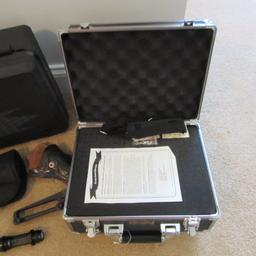 Hard Plastic Pistol Case, Black/Silver Aluminum Pistol Case, Black Leather Holster