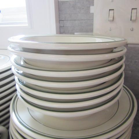 39 Pieces of Ciera Green Stripe Stoneware