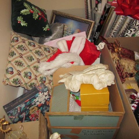 Christmas/Fall Holiday Closet-Ornaments, Tree Skirts, Wrapping Paper/Bags,