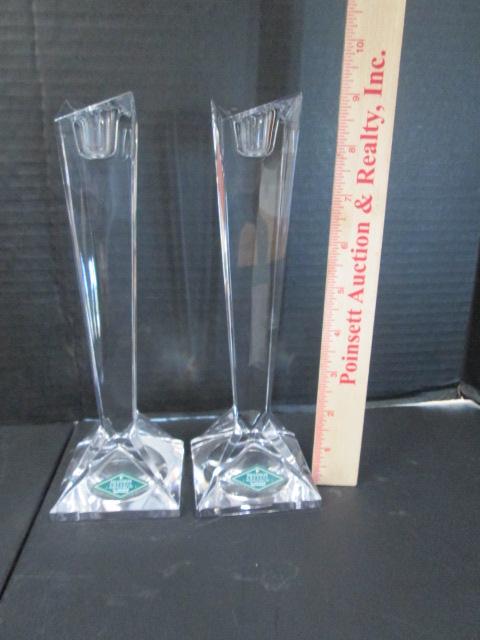 Crystal Vases, Salt Cellars and Pair of Shannon Crystal Candle Sticks