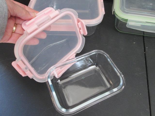 Five Glass Lock Lid Storage Dishes