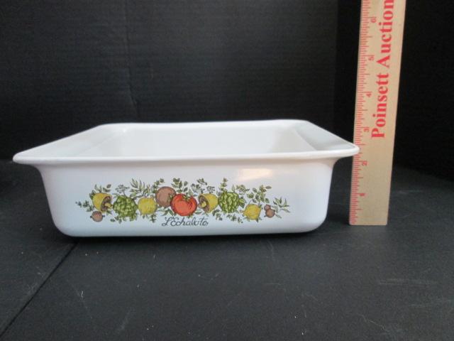 Corning Ware French White Round Casserole and Spice of Life 8" Square Baker