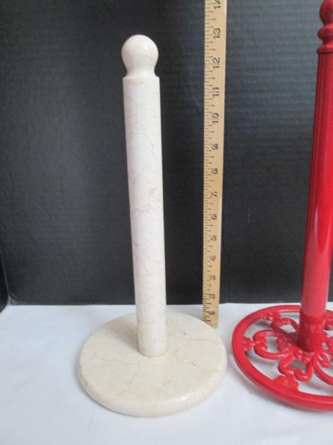 Marble Paper Towel Holder and Red Vinyl Coated Paper Towel Holder