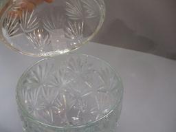 Vintage Cut Glass Egg Shaped Pedestal Candy Dish 9 1/2"