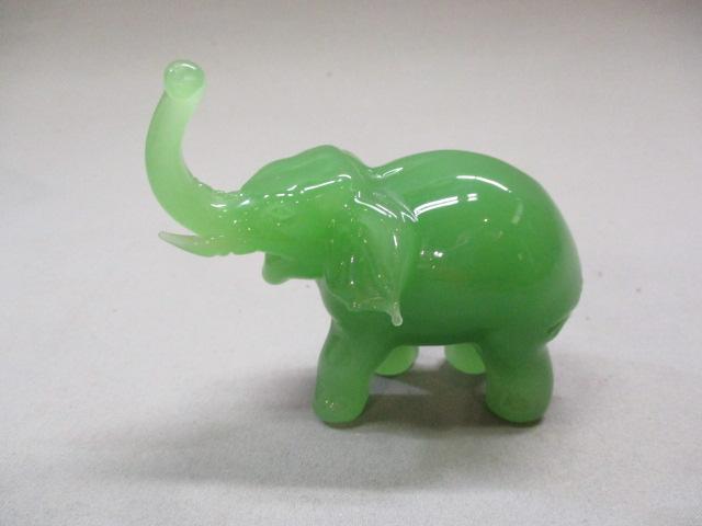 Jade Glass Elephant Made in China 3"