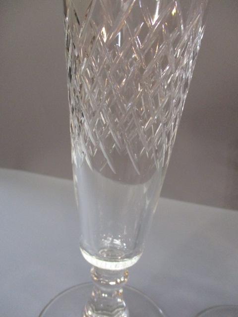 5 Vintage Crystal Stem Flute Glasses 8 1/2"