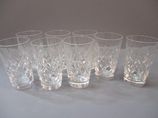 8 Small Juice Glasses Signed Hawkes