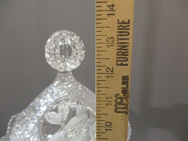 Hofbauer Byrdes German Crystal Compote/Candy Dish w/Lid 13 1/2"