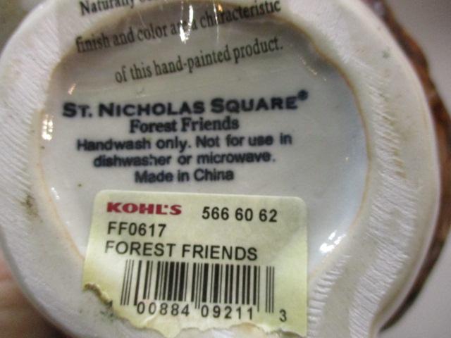 St Nicholas Square Forest Friends Pedestal Dish 8"w x 6 1/2" h