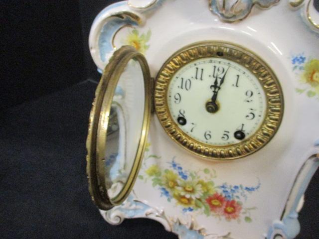 La Teste Royal Bone China Case Clock w/Uranium Glass Face